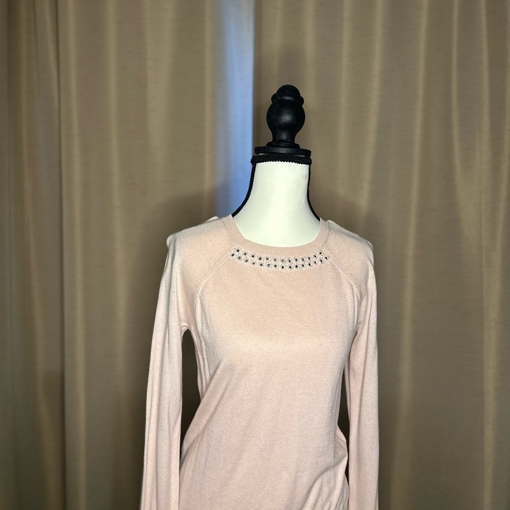 LOFT Blush Sweater with Embellished Neckline
